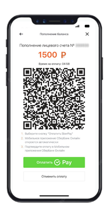 Выберете кнопку «Оплатить SberPay» Выберете кнопку «Оплатить SberPay»